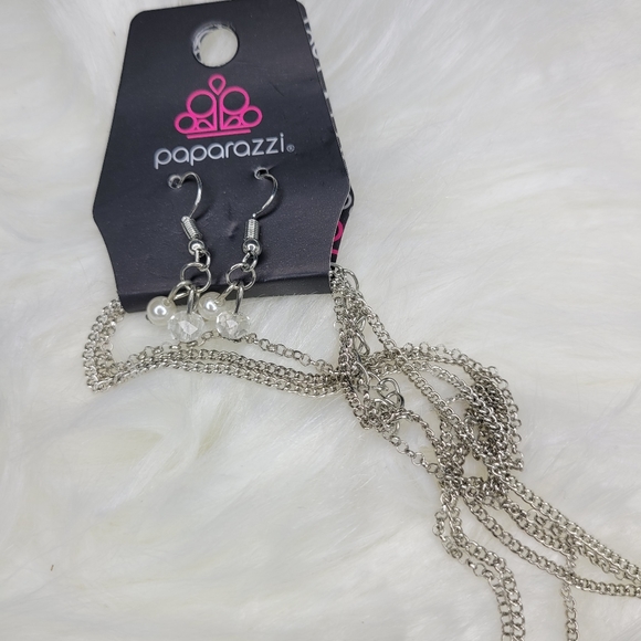 Nwt Paparazzi Silver Studded Necklace Bracelet Set - Picture 2 of 5